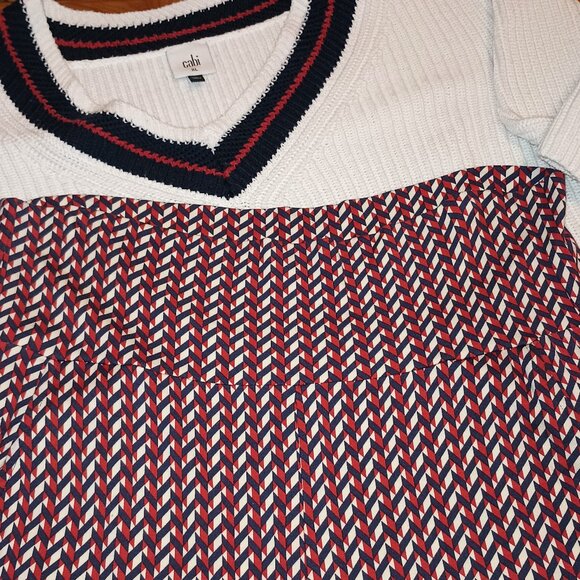 Cabi Size L High Rise Red and Blue Wide Leg Crops - Picture 4 of 12